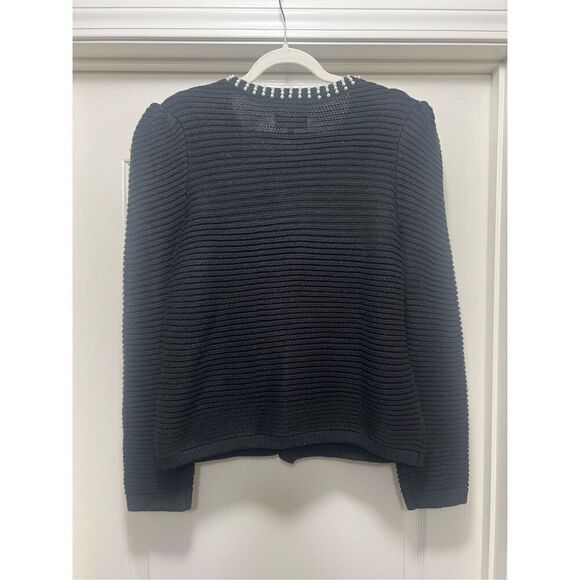 Express Cardigan with Pearl Collar Detail and Puffed Sleeves (Size L) - Picture 2 of 4